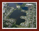 Aerial image of [4925] Rushmore Lake in Ottawa, MI with Cherry Wood frame