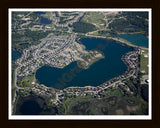 Aerial image of [4956] Oxford Lake in Oakland, MI with Black Wood frame