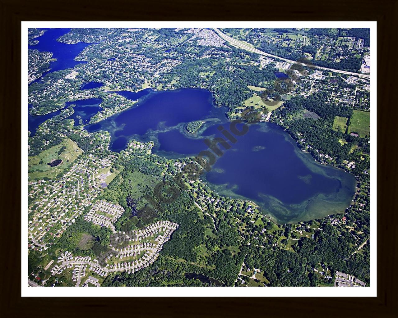 Aerial image of [4961] Lake Angelus, Oakland County in Oakland, MI with Black Wood frame