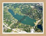 Aerial image of [4962] Deer Lake in Oakland, MI with Natural Wood frame