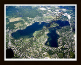 Aerial image of [4966] Lotus Lake & Maceday Lake in Oakland, MI with Black Wood frame