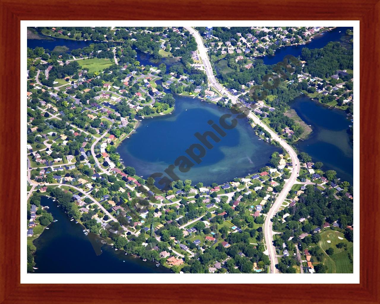 Aerial image of [4971] Schoolhouse Lake in Oakland, MI with Cherry Wood frame