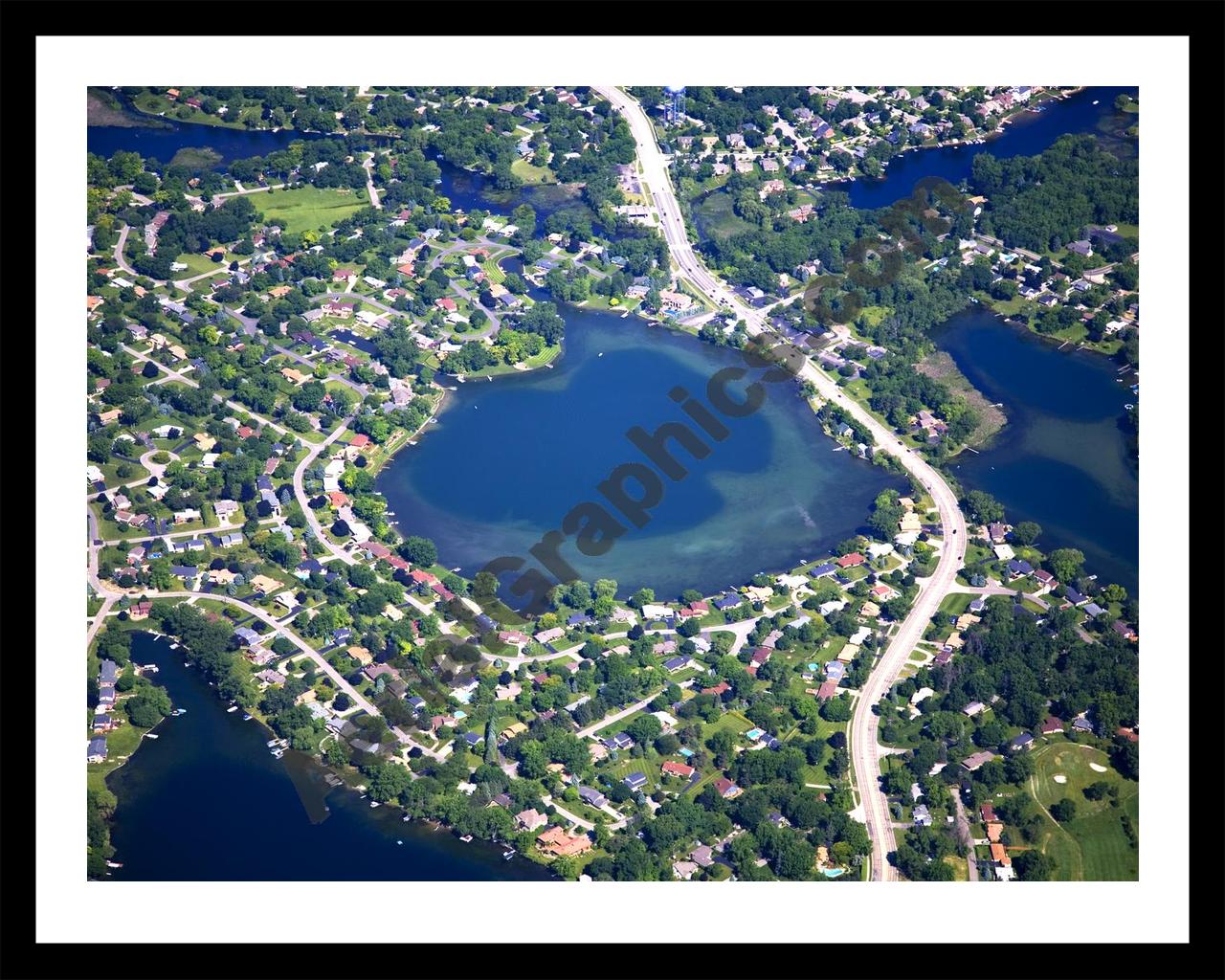 Aerial image of [4971] Schoolhouse Lake in Oakland, MI with Black Metal frame