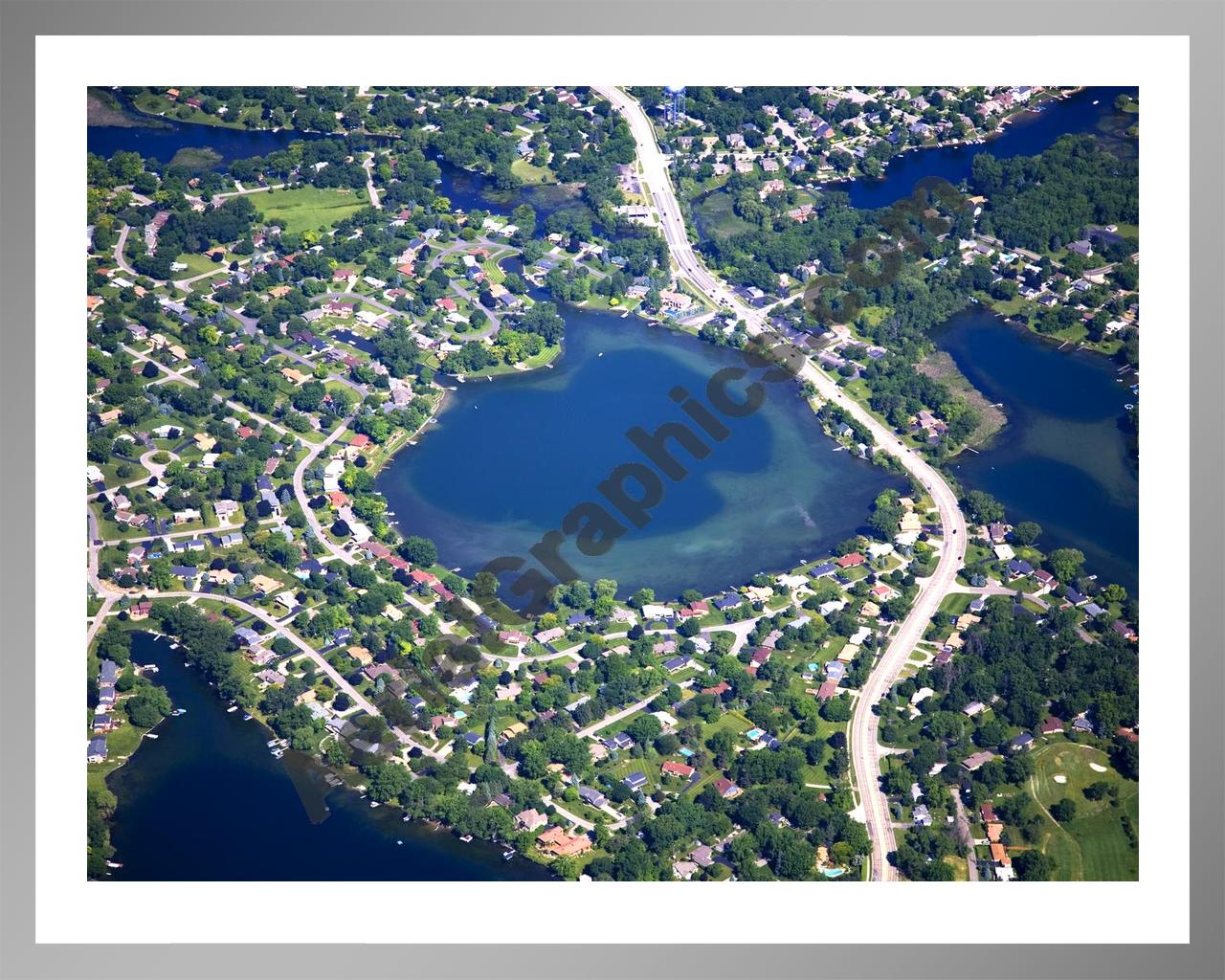 Aerial image of [4971] Schoolhouse Lake in Oakland, MI with Silver Metal frame