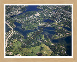 Aerial image of [4972] Mohawk Lake & Wormer Lake in Oakland, MI with Natural Wood frame