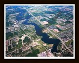 Aerial image of [4974] Belleville Lake in Wayne, MI with Black Wood frame