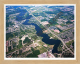 Aerial image of [4974] Belleville Lake in Wayne, MI with Natural Wood frame