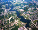 Aerial image of [4974] Belleville Lake in Wayne, MI with Canvas Wrap frame