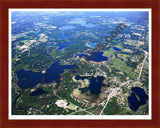 Aerial image of [4984] Chain Lakes from Zukey in Livingston, MI with Cherry Wood frame