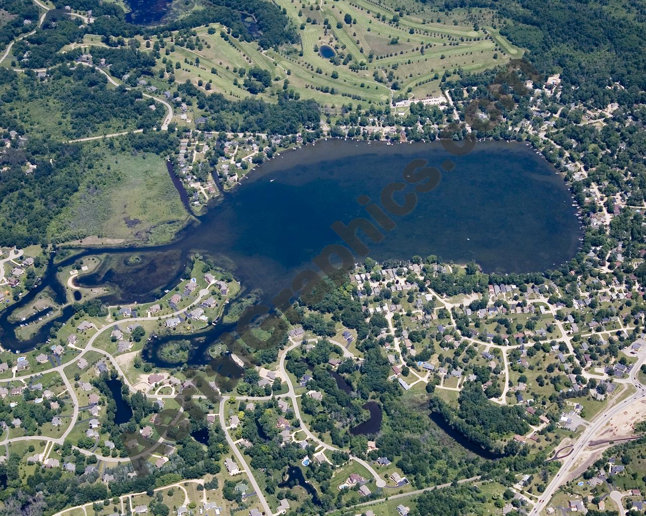 Aerial image of [4987] Rush Lake in Livingston, MI with No frame