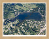 Aerial image of [4987] Rush Lake in Livingston, MI with Natural Wood frame