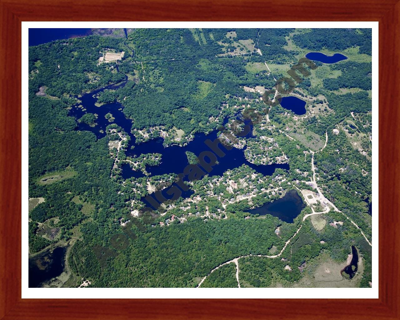 Aerial image of [4992] Hi-Land Lake in Livingston, MI with Cherry Wood frame