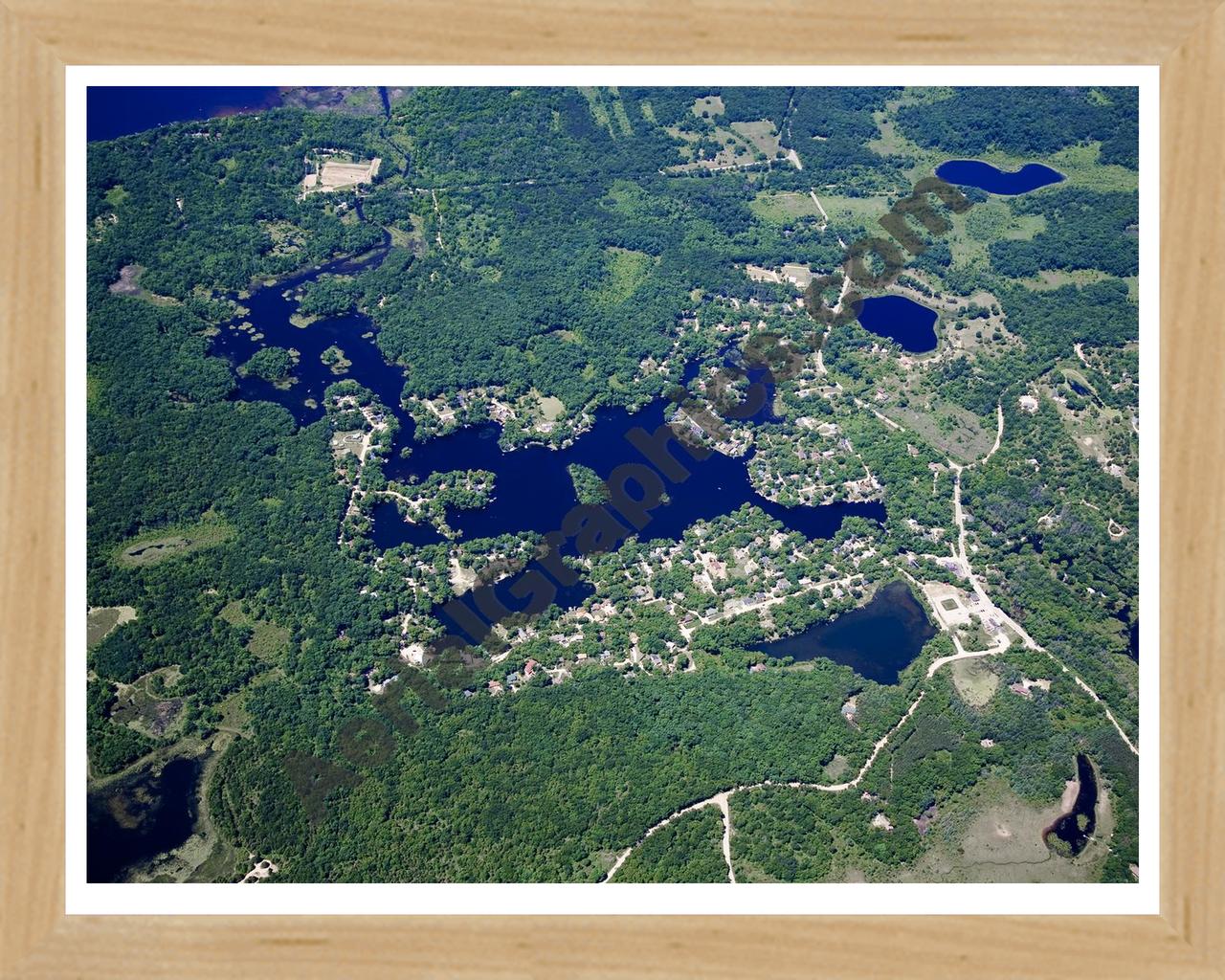 Aerial image of [4992] Hi-Land Lake in Livingston, MI with Natural Wood frame