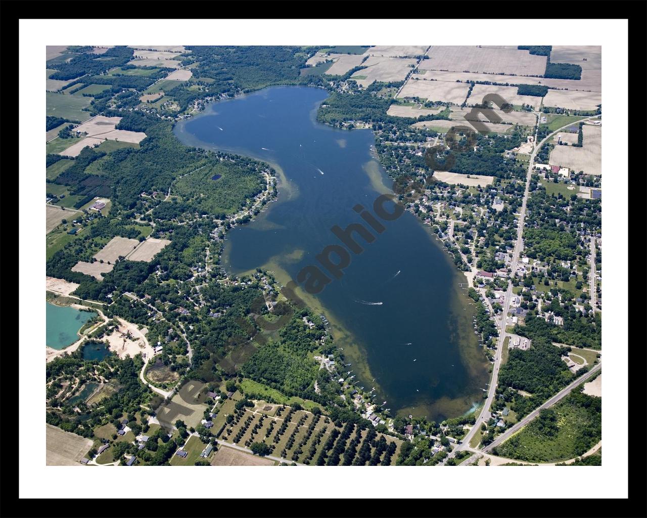 Aerial image of [4994] Jordan Lake in Ionia, MI with Black Metal frame