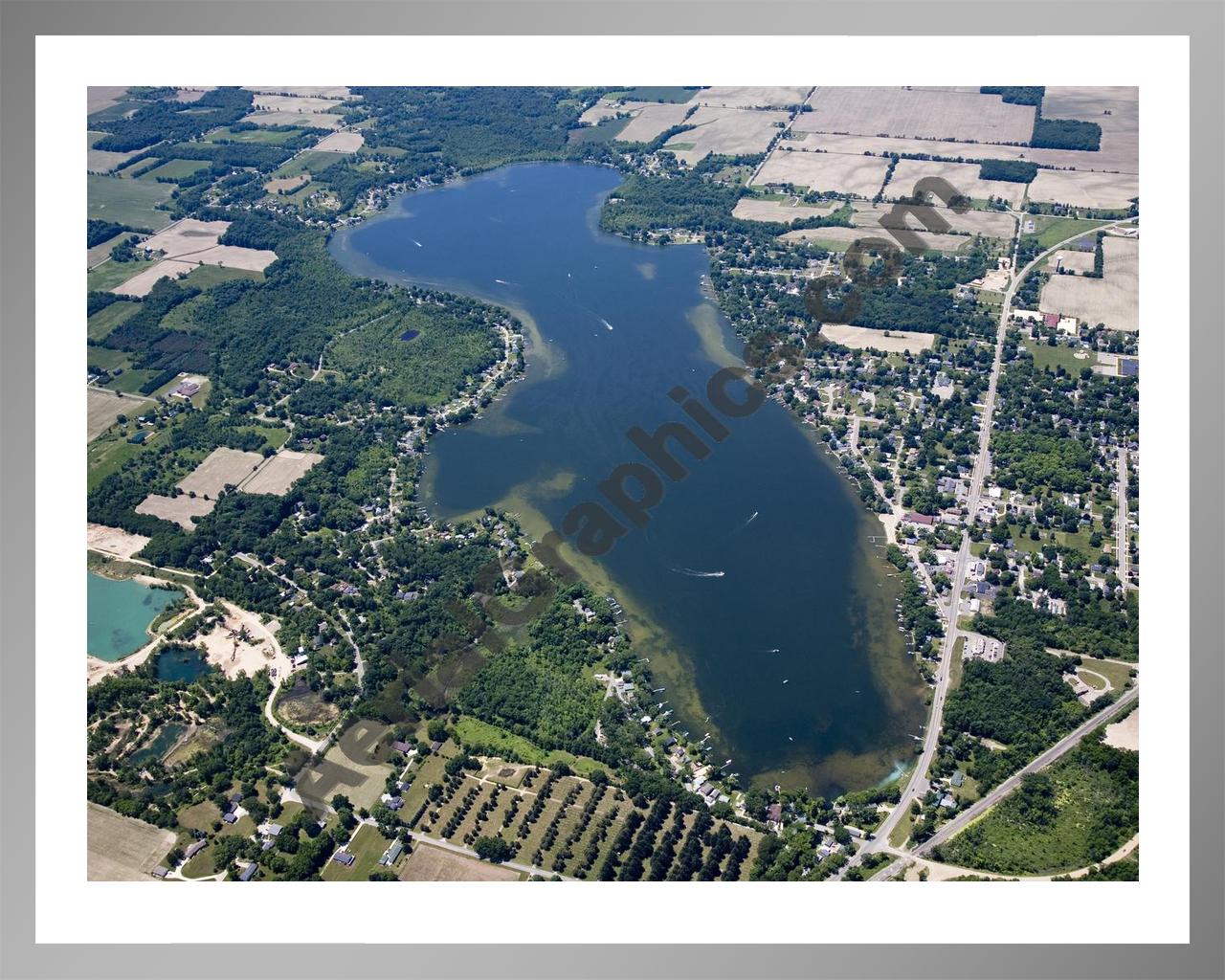 Aerial image of [4994] Jordan Lake in Ionia, MI with Silver Metal frame