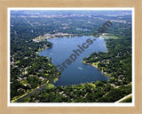 Aerial image of [4996] Reeds Lake in Kent, MI with Natural Wood frame