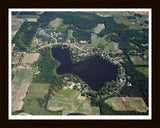 Aerial image of [5001] Cowan Lake in Kent, MI with Black Wood frame