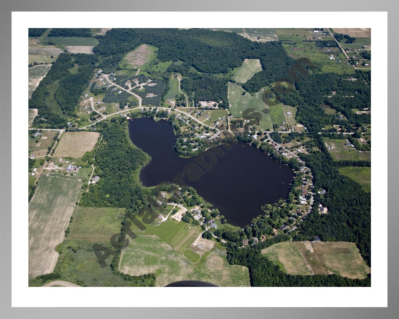 Aerial image of [5001] Cowan Lake in Kent, MI with Silver Metal frame