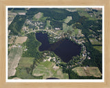 Aerial image of [5001] Cowan Lake in Kent, MI with Natural Wood frame