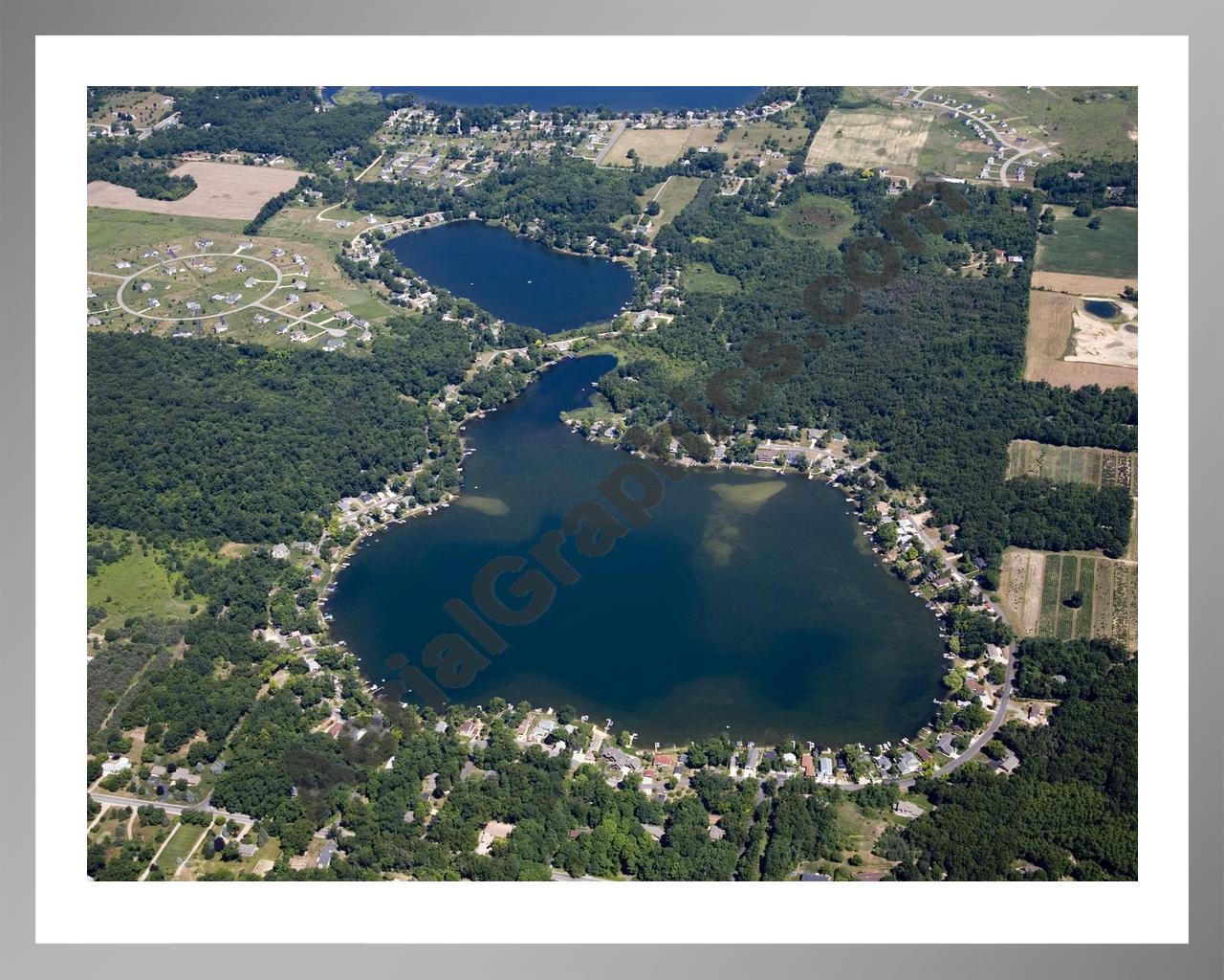 Aerial image of [5002] Brower Lake in Kent, MI with Silver Metal frame