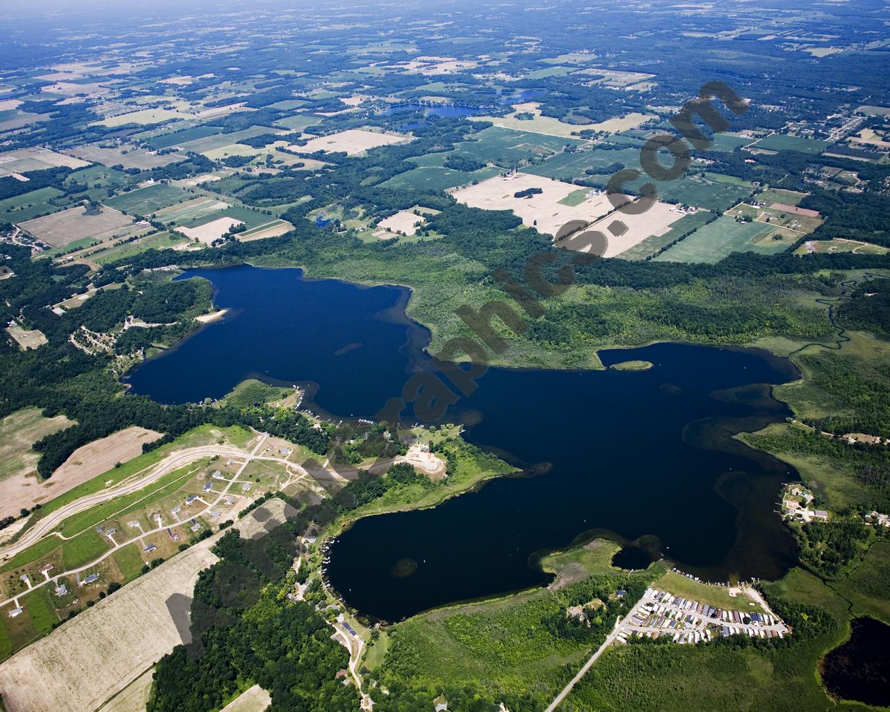 Aerial image of [5005] Wabasis Lake in Kent, MI with Canvas Wrap frame