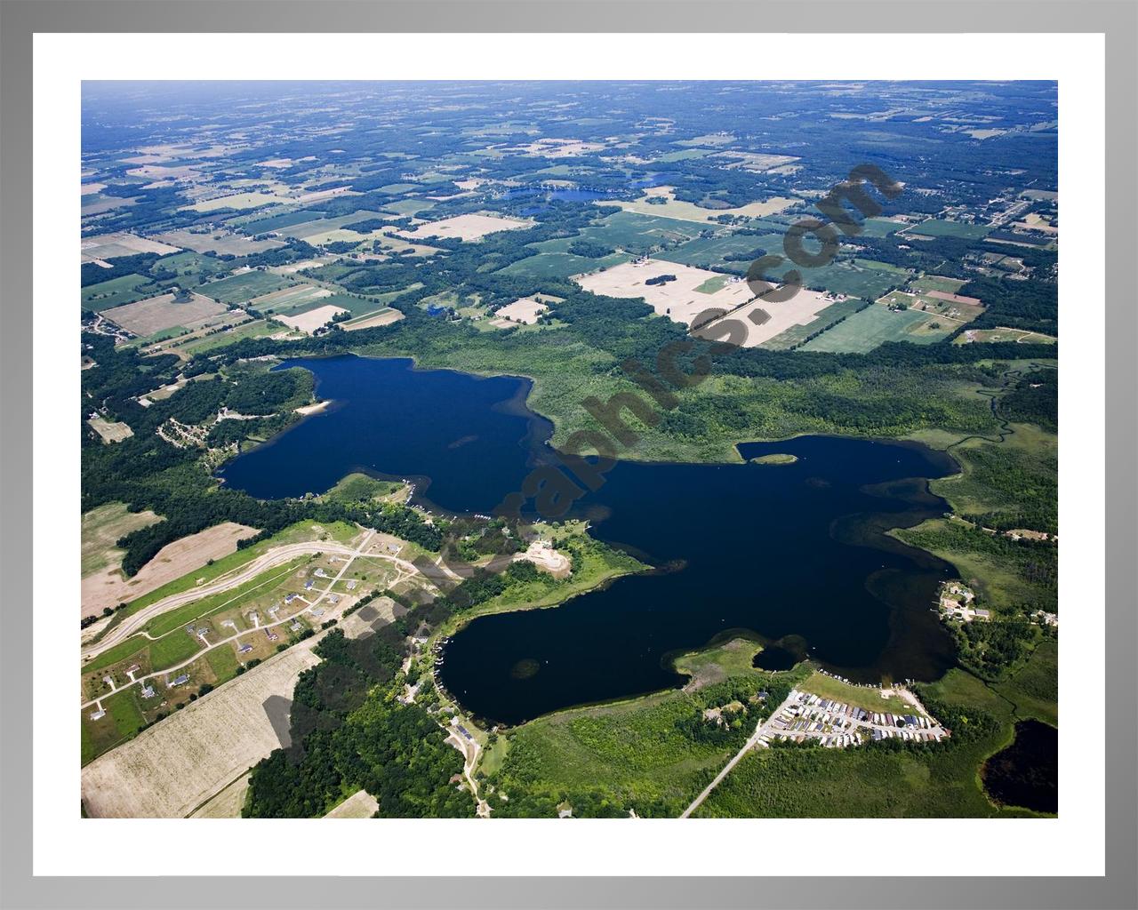 Aerial image of [5005] Wabasis Lake in Kent, MI with Silver Metal frame