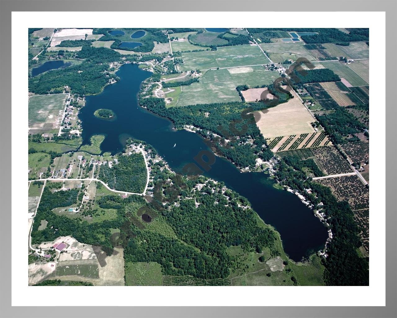 Aerial image of [5006] Big Pine Island Lake in Kent, MI with Silver Metal frame