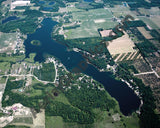 Aerial image of [5006] Big Pine Island Lake in Kent, MI with Canvas Wrap frame