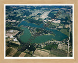 Aerial image of [5007] Murray Lake in Kent, MI with Natural Wood frame