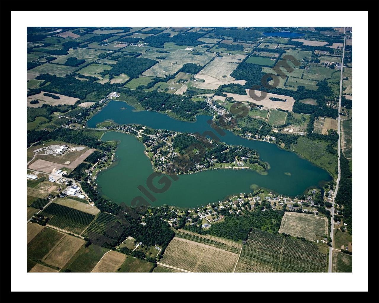 Aerial image of [5007] Murray Lake in Kent, MI with Black Metal frame