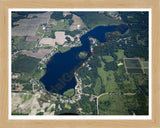 Aerial image of [5008] Big Crooked Lake in Kent, MI with Natural Wood frame