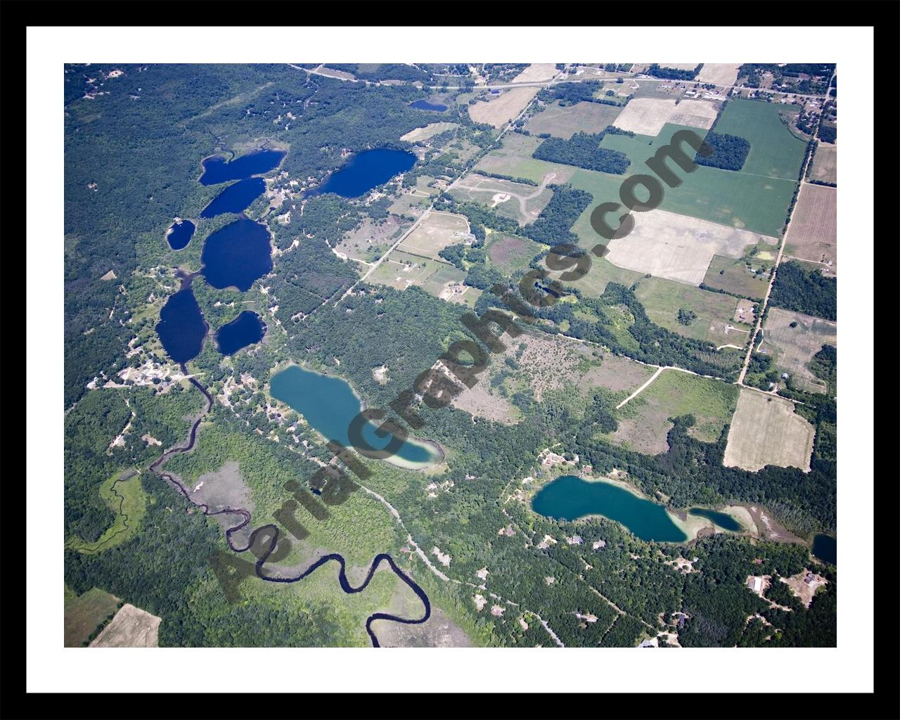 Aerial image of [5012] Morgan & Chain Lakes in Kent, MI with Black Metal frame