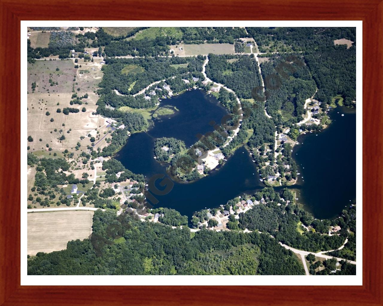 Aerial image of [5013] Horseshoe Lake in Kent, MI with Cherry Wood frame