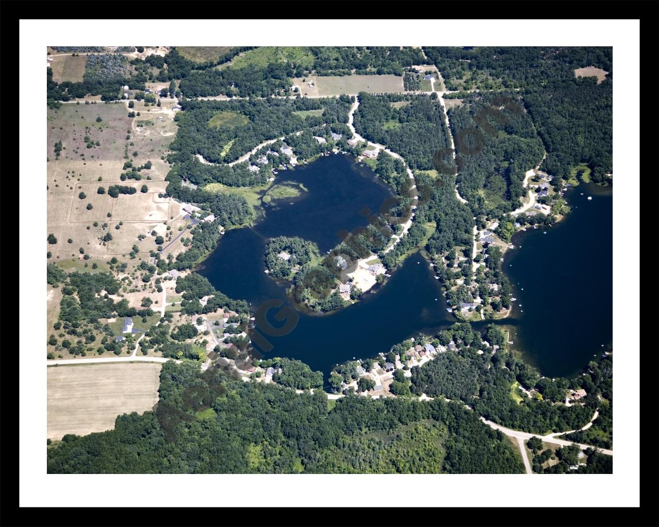 Aerial image of [5013] Horseshoe Lake in Kent, MI with Black Metal frame