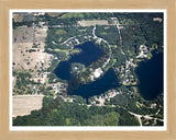 Aerial image of [5013] Horseshoe Lake in Kent, MI with Natural Wood frame