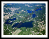 Aerial image of [5015] Horseshoe Lake and Woodbeck Lake in Kent, MI with Black Metal frame