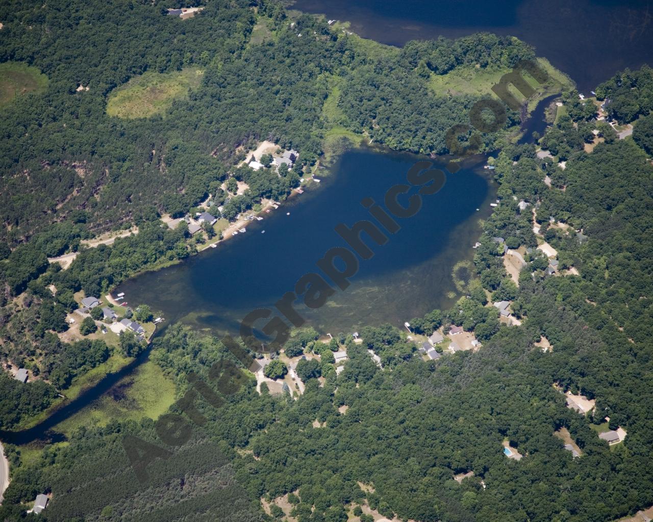 Aerial image of [5016] Banks Lake in Kent, MI with Canvas Wrap frame