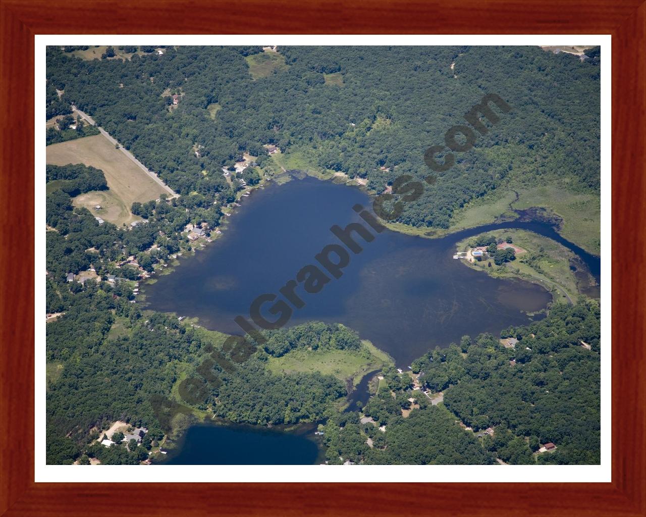 Aerial image of [5017] Thomas Lake in Kent, MI with Cherry Wood frame