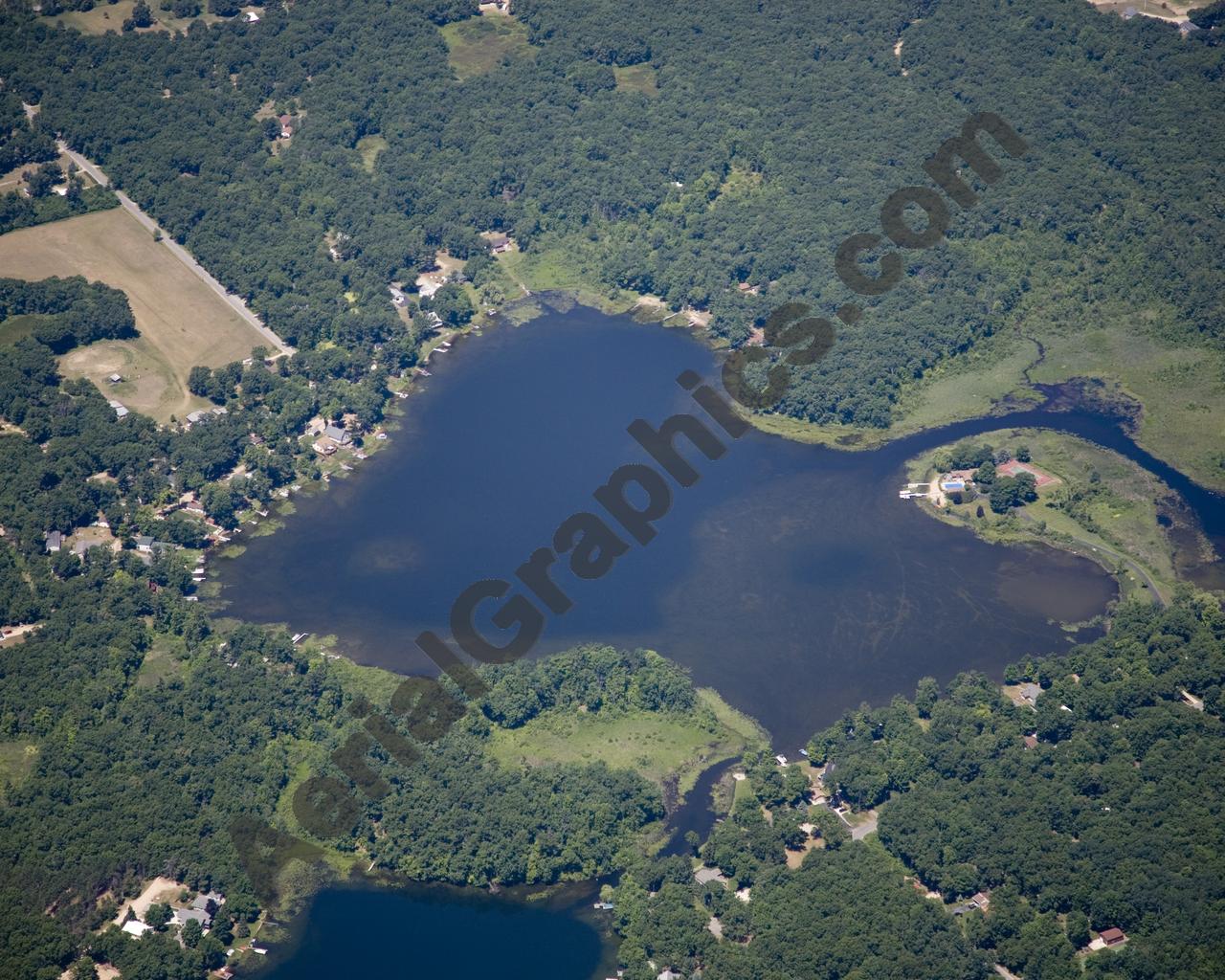 Aerial image of [5017] Thomas Lake in Kent, MI with Canvas Wrap frame