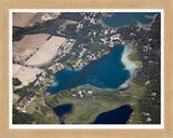 Aerial image of [5019] Blue Lake in Kent, MI with Natural Wood frame