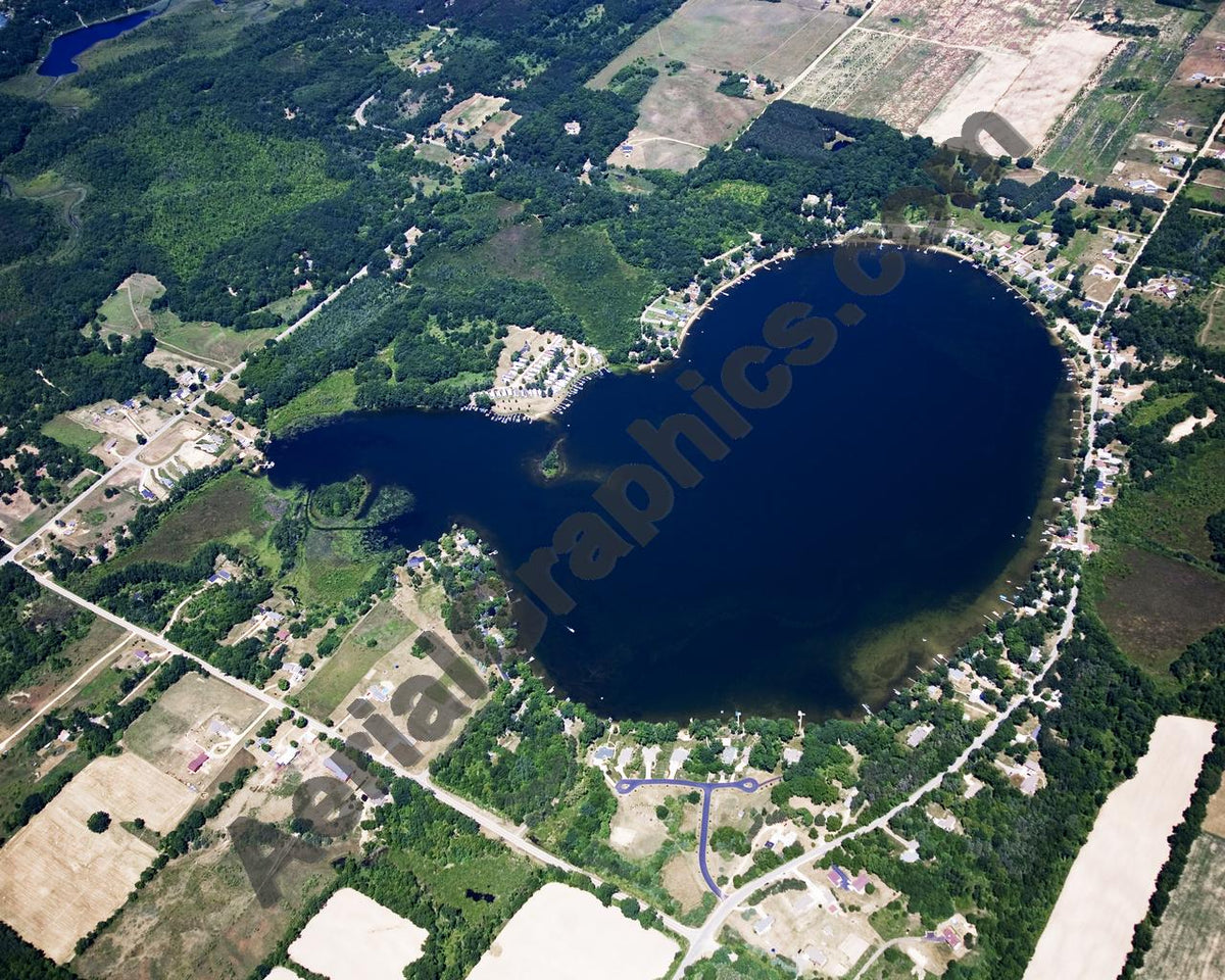 Aerial image of [5021] Bass Lake in Montcalm, MI with No frame