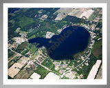 Aerial image of [5021] Bass Lake in Montcalm, MI with Silver Metal frame