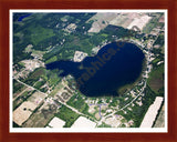 Aerial image of [5021] Bass Lake in Montcalm, MI with Cherry Wood frame