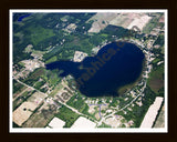 Aerial image of [5021] Bass Lake in Montcalm, MI with Black Wood frame