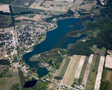 Aerial image of [5022] Muskellunge Lake in Montcalm, MI with Canvas Wrap frame