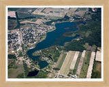 Aerial image of [5022] Muskellunge Lake in Montcalm, MI with Natural Wood frame