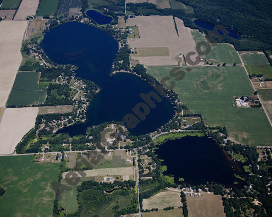 Aerial image of [5023] Rainbow Lake and Middle Lake in Montcalm, MI with No frame