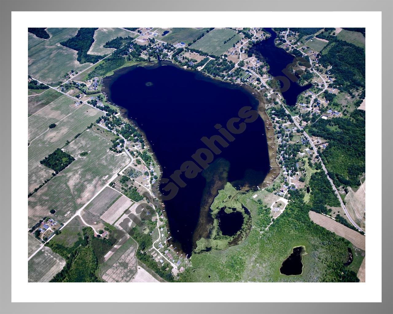 Aerial image of [5027] Dickerson Lake in Montcalm, MI with Silver Metal frame