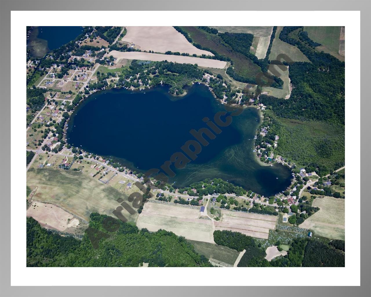 Aerial image of [5029] Derby Lake in Montcalm, MI with Silver Metal frame