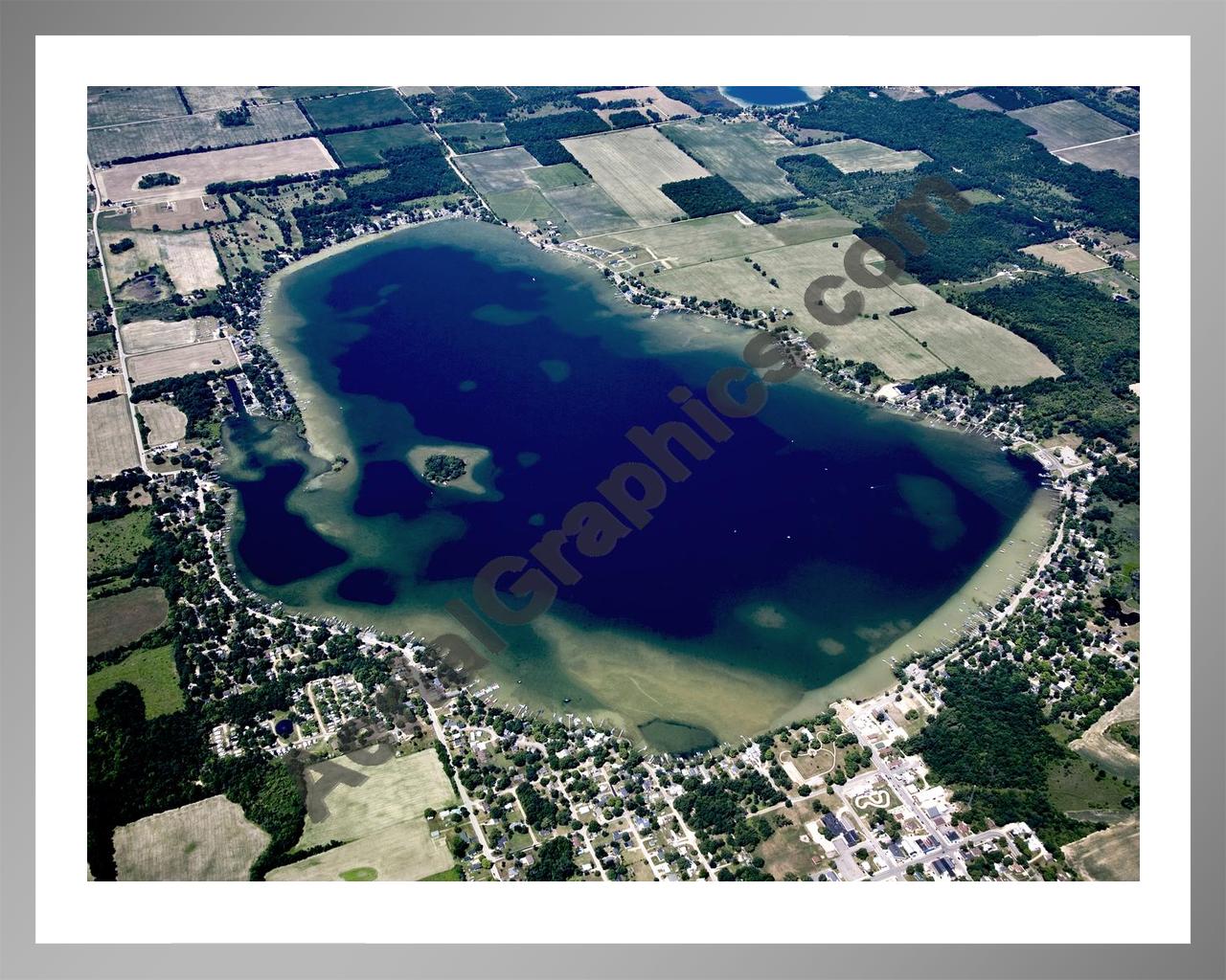 Aerial image of [5030] Crystal Lake in Montcalm, MI with Silver Metal frame